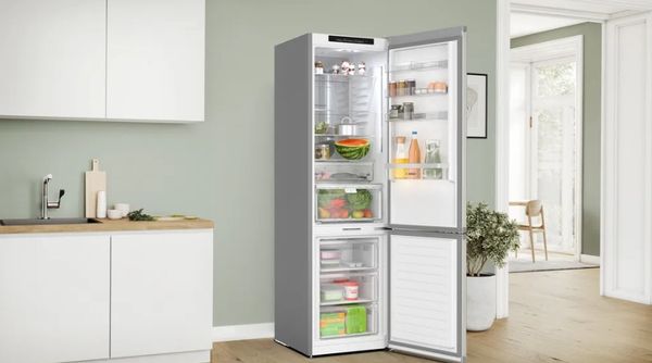 Bosch 500 Series 24" 12.8 Cu. Ft. Easy Clean Stainless Steel Counter Depth Bottom Freezer Refrigerator