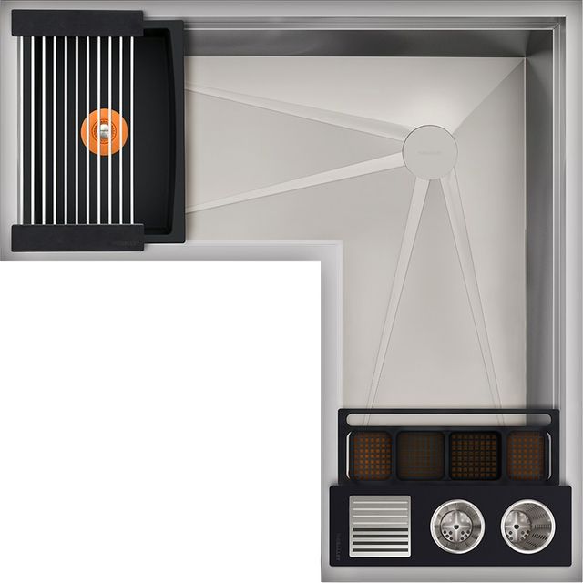The Galley® Graphite Wood Composite / Graphite Resin+ Ideal Corner WashStation™ 4X4C with Four Tool Wash Kit-0