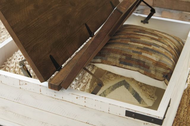 Signature Design by Ashley® Wystfield Brown Storage Coffee Table with Antique White Base-3