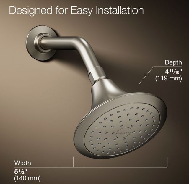 KOHLER® Forté® Rite-Temp® Vibrant Brushed Nickel 2.5 GPM Single-Function Showerhead-2