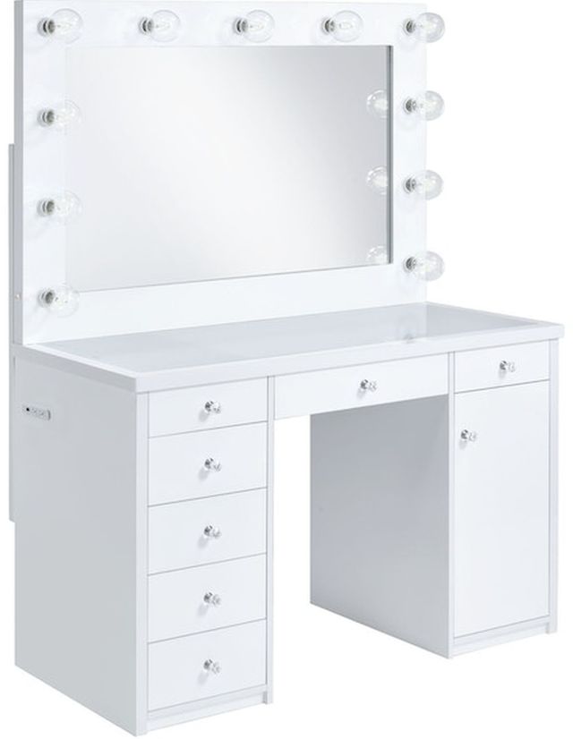 Elements International Amia White Complete Vanity with Lightbulbs-0