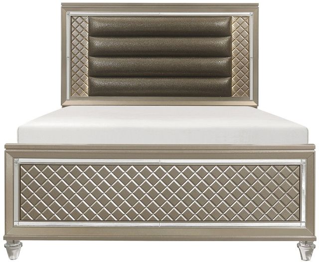 Homelegance® Loudon Bronze/Champagne Full Upholstered Panel Bed-2