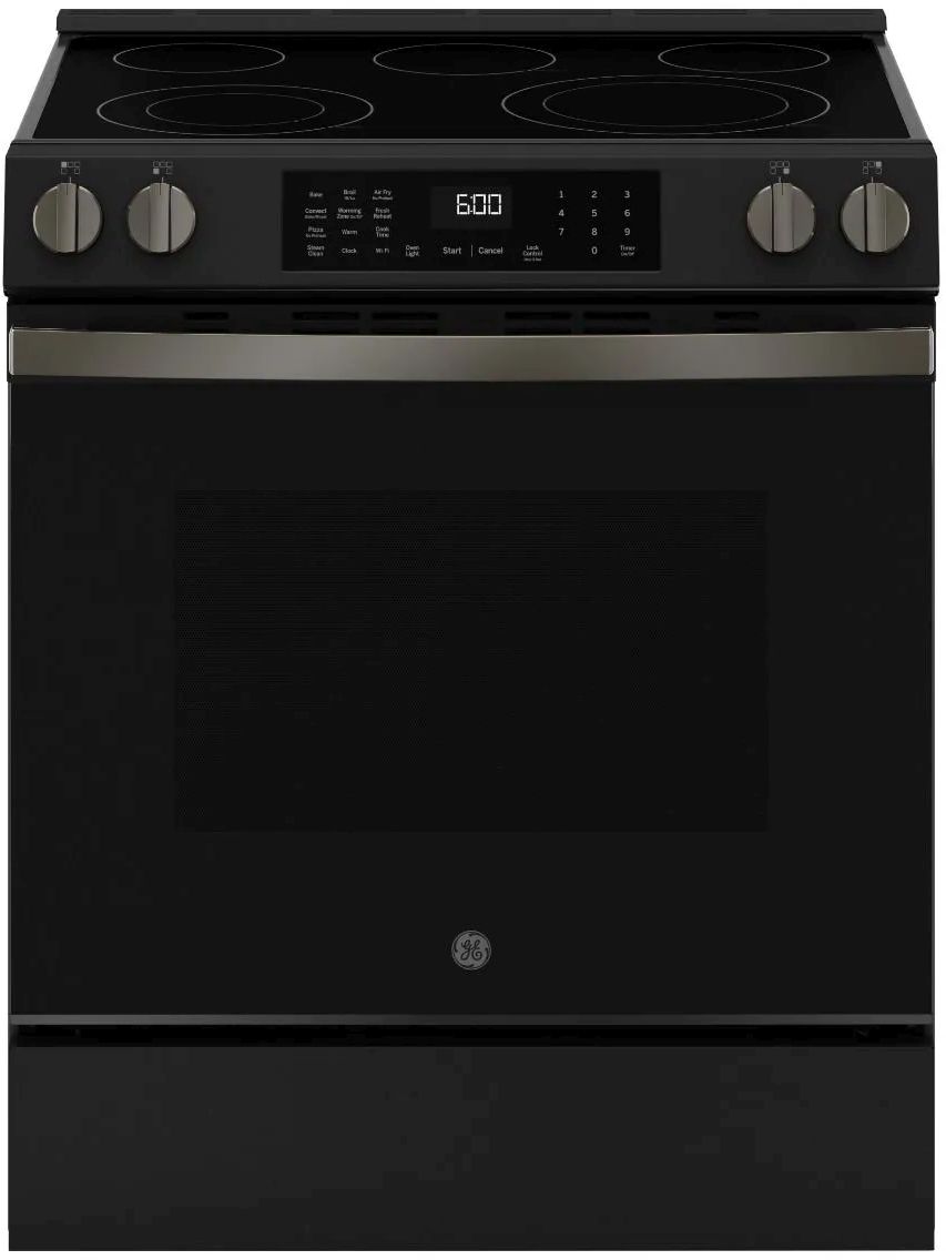 GE® 600 Series 30&quot; Black Slate Slide-In Electric Range | Elwood&rsquo;s 