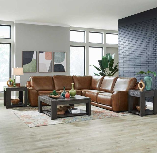 Liberty Furniture Blake 5-Piece Venetian Honey Leather Power Reclining Sectional Sofa-2