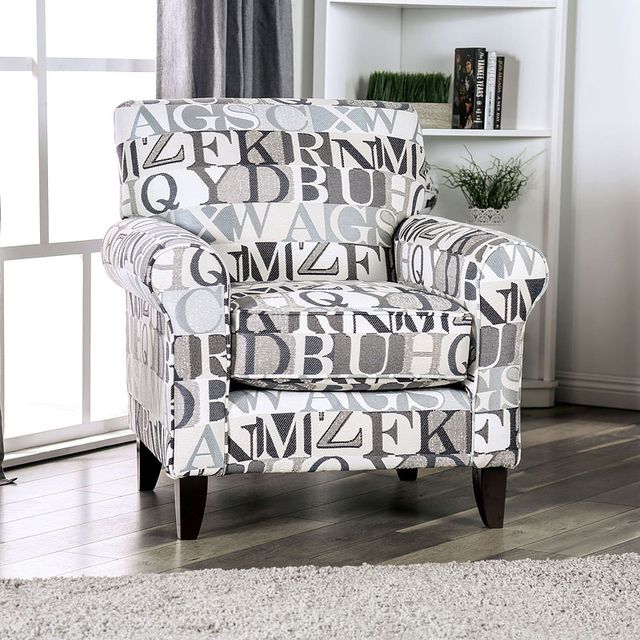 Furniture of America® Verne Gray/Ivory Accent Chair-1