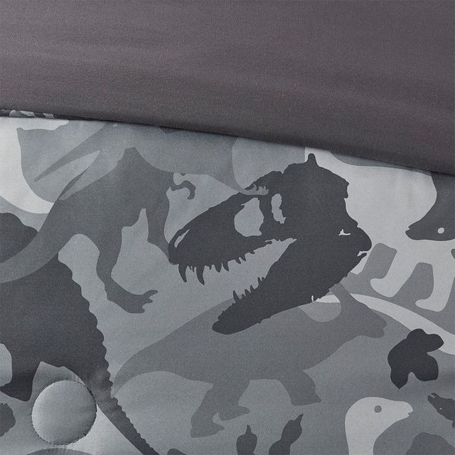Olliix by Mi Zone Kids Dylan Grey Twin Printed Dino Camo Comforter Set-4