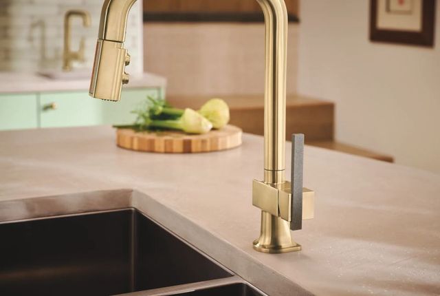 Brizo Frank Lloyd Wright® Brilliance® Luxe Gold® Kitchen Faucet Offset Concrete Lever Handle Kit-1