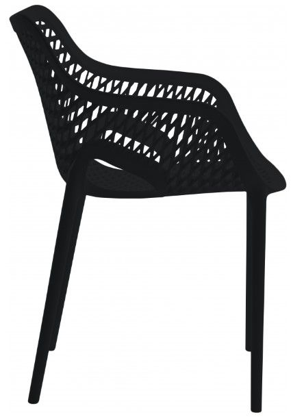 Meridian Furniture Mykonos 4-Piece Black Polypropylene Plastic Outdoor Patio Dining Arm Chair Set-3