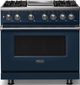 Viking® 5 Series 36" Slate Blue Pro Style Dual Fuel (NG) Range with Polished Chrome Trim-0