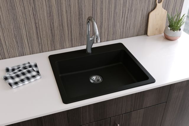 Elkay Quartz Classic® Black 25" x 22" Single Bowl Drop-in ADA Sink with Perfect Drain®-2