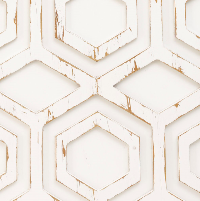 Olliix by INK+IVY Ralston White Wooden Wall Art with Pattern-4