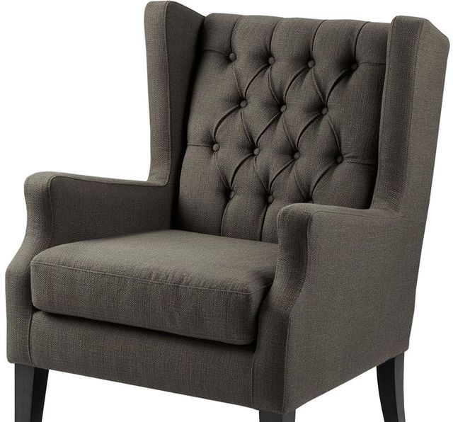 Olliix by Madison Park Grey Maxwell Button Tufted Wing Chair-3