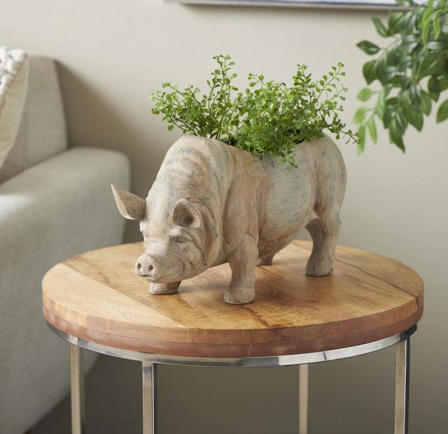 Deco Marche Light Brown Pig Planter-4