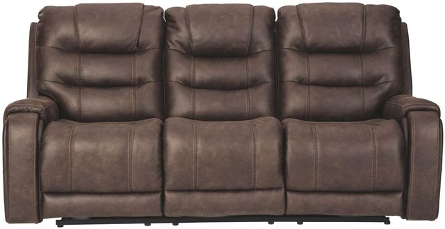 Signature Design by Ashley® Yacolt Walnut Power Recliner Sofa with Adjustable Headrest-1