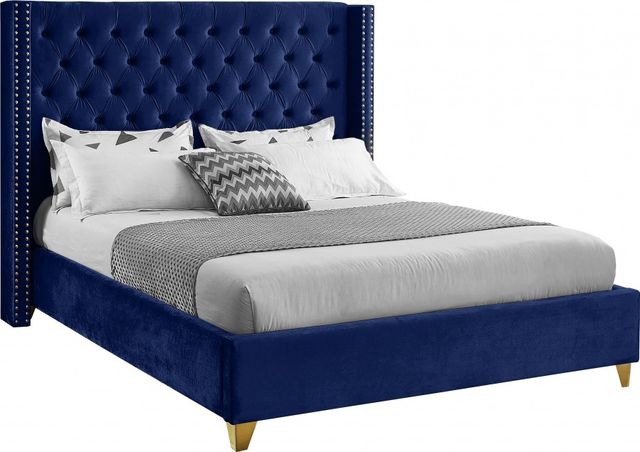 Meridian Furniture Barolo Navy Velvet King Bed-0