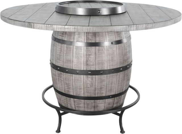 Sunny Designs™ Alpine Gray Round Pub Table with Wine Barrel Base-0