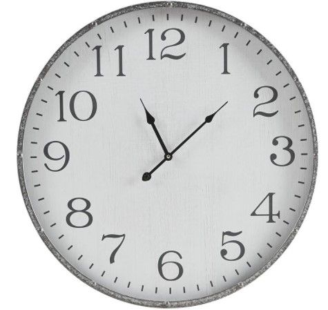 Olliix by Martha Stewart Duke White and Silver Round Clock-0