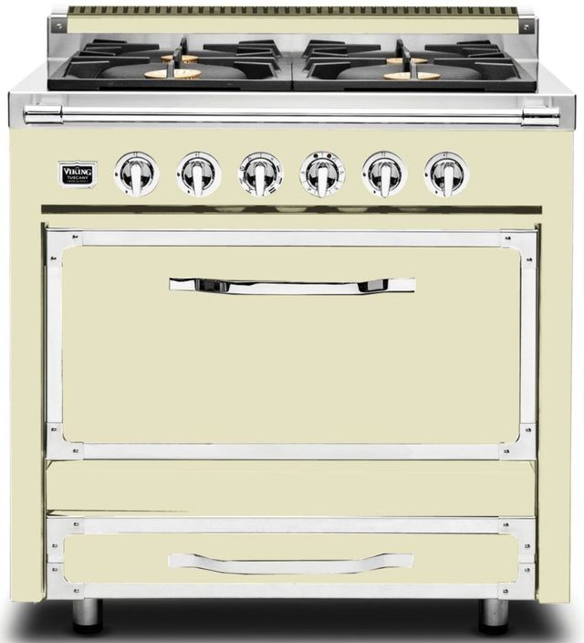 Viking® Tuscany 36" Vanilla Cream Pro Style Dual Fuel Natural Gas Range-0