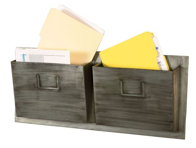 Linon Industrial  Horizontal Gray Two Slot Mailbox-3