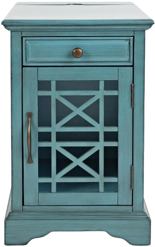 Jofran Inc. Craftsman Antique Blue Power Chairside Table-2