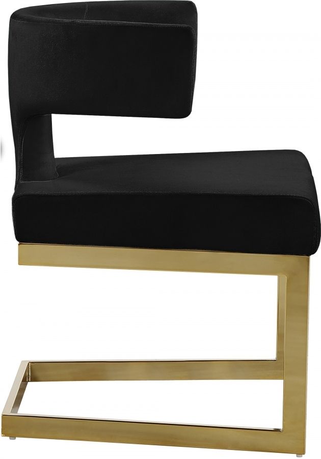 Meridian Furniture Alexandra Black/Gold Velvet Dining Chair-2