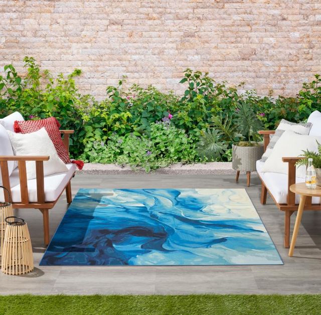 Nourison Home™ Color Splash Blue/Ivory 5'x7' Modern Area Rug-3