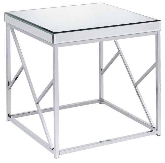 Steve Silver Co. Evelyn Glass Top End Table with Chrome Base-0