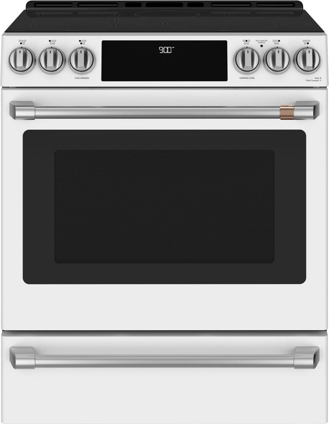 Café™ Brushed Stainless Steel Front Control Induction Knobs and Handle Kit-2