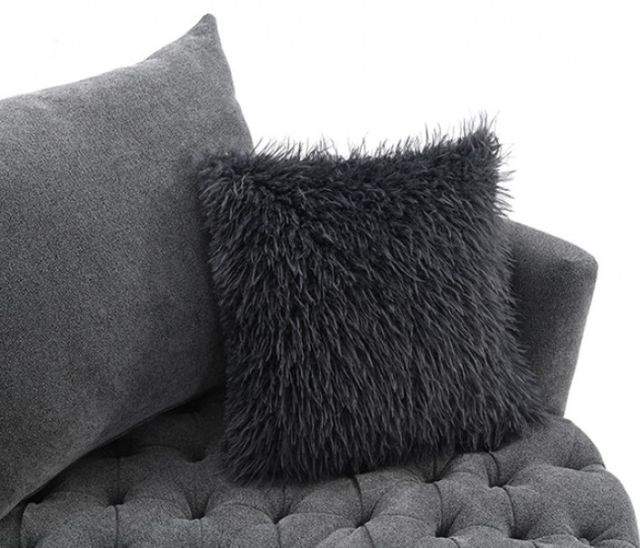 Furniture of America® Sofi Dark Gray Button Tufted Swivel Chair-4