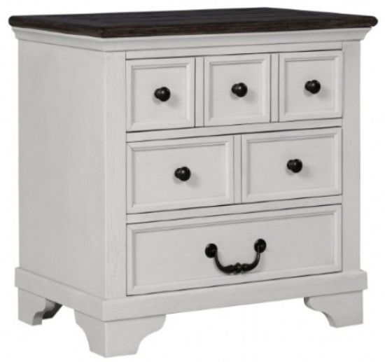 Furniture of America® Hampstead White/Dark Brown Nightstand-0
