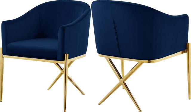 Meridian Furniture Xavier Navy/Gold Velvet Dining Chair-3