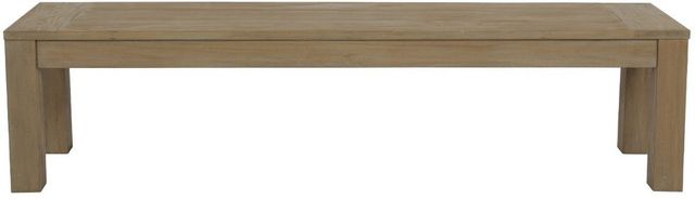Sunset West Coastal Beige/Natural Fabric/Teak Outdoor Dining Bench-2