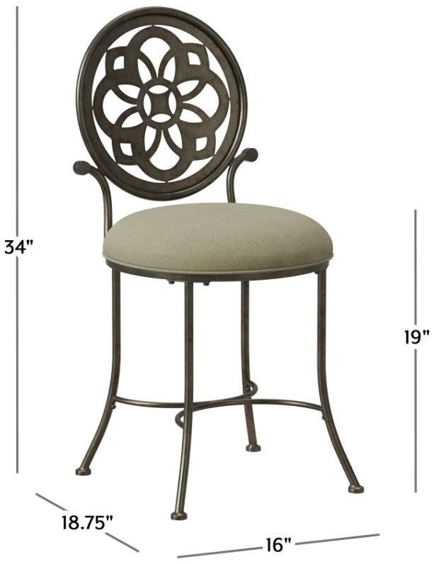 HH2 Home Marsala Antique Gray/Cream Vanity Stool-2