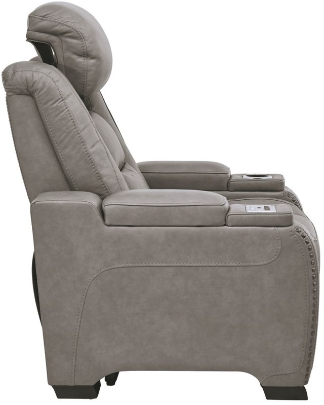 Signature Design by Ashley® The Man-Den Gray Power Recliner with Adjustable Headrest-2
