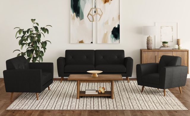 Elements International Sonata Ling Dian Black Loveseat-1