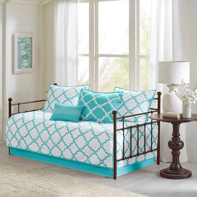 Olliix by Madison Park 6 Piece Aqua Merritt Reversible Daybed Set-1