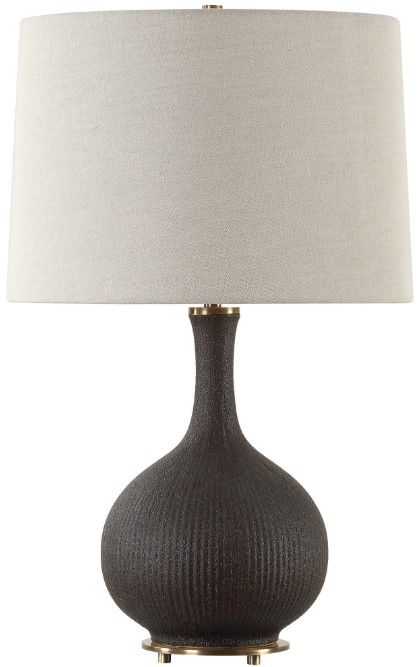 Uttermost® Rimini Matte Black Glaze Table Lamp-3