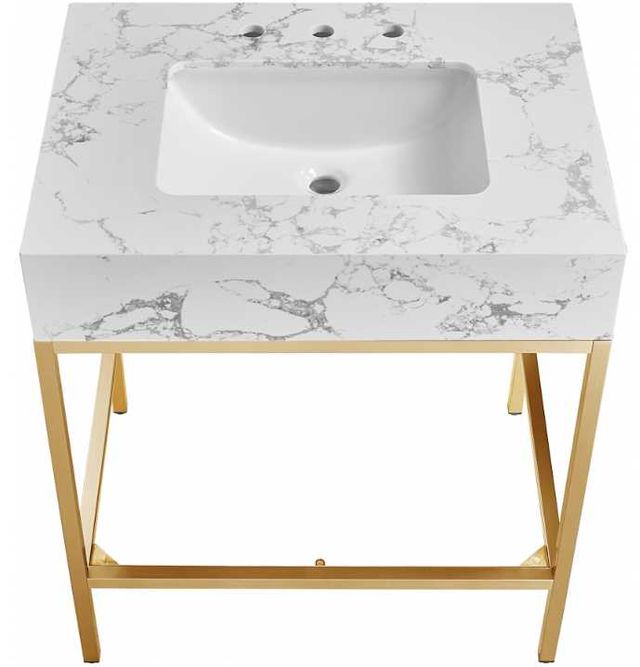Meridian Furniture Marmo White/Brushed Brass 30" Bathroom Vanity-2