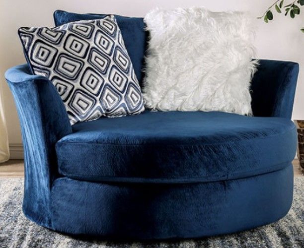 Furniture of America® Waldport Navy Swivel Chair-1