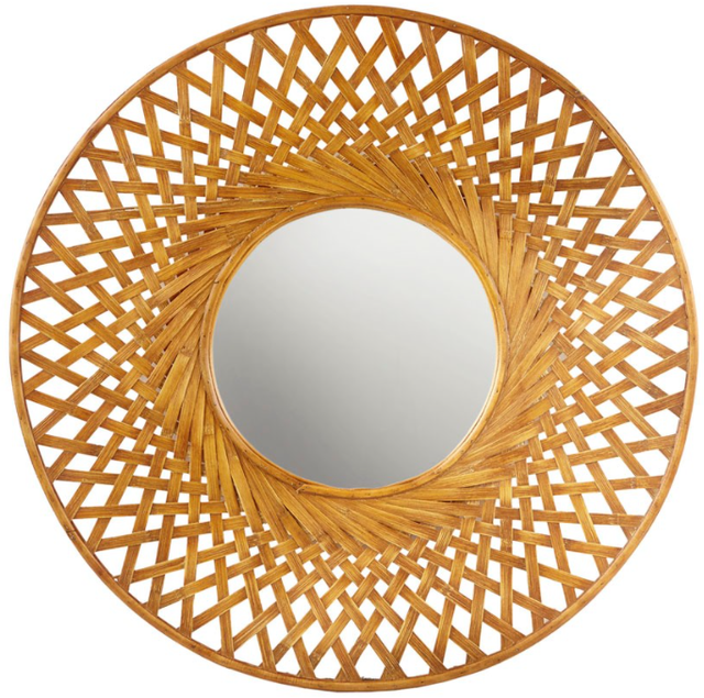Olliix by Madison Park Reed Natural Round Bamboo Wall Decoration Mirror-0