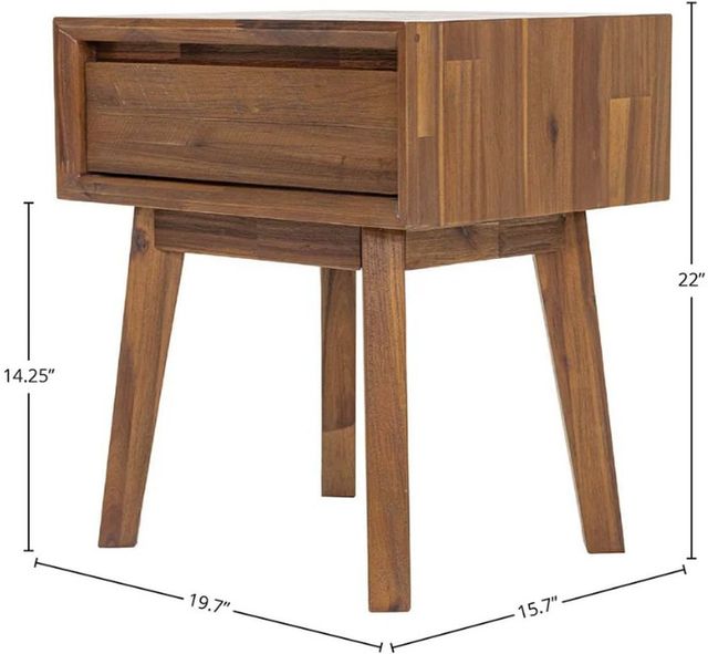 LH Home Gia Warm Pecan 1-Drawer Nightstand -1