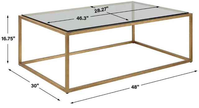 Uttermost® Bravura Glass Top Coffee Table with Brushed Gold Frame-2