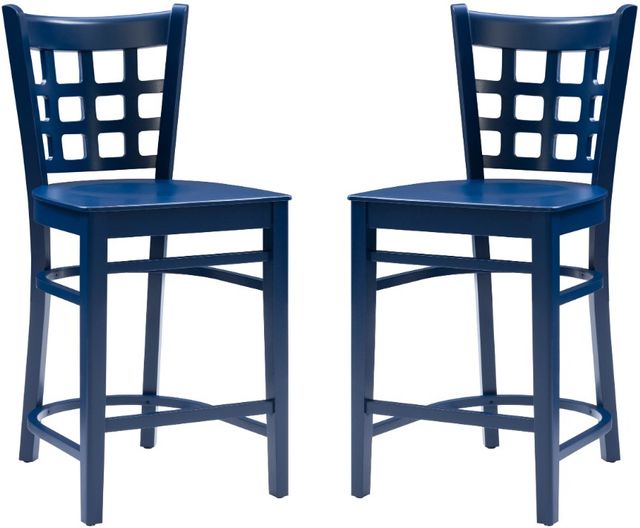 Linon Luna 2-Piece Navy Counter Stool-0