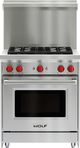 Wolf® 30" Stainless Steel Gas Range Riser with Shelf-0