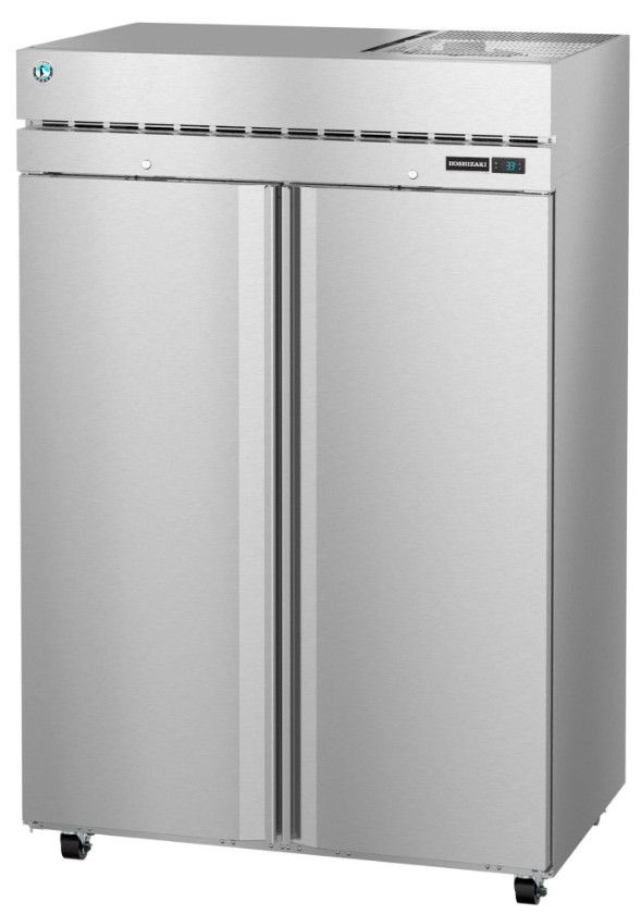 Hoshizaki Steelheart® 55" 47.1 Cu. Ft. Stainless Steel Two Section Upright Refrigerator with Full Solid Doors and Lock-3
