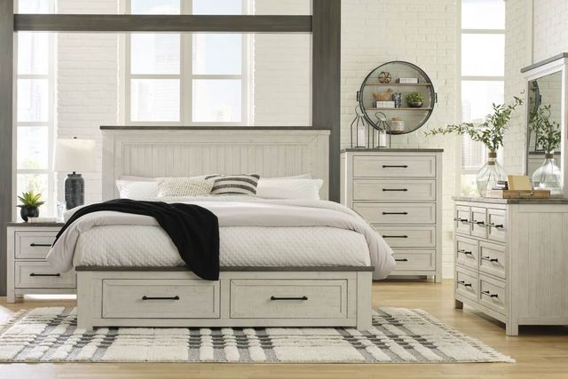 Benchcraft® Brewgan 2-Piece Two-Tone King Storage Panel Bed Set-3