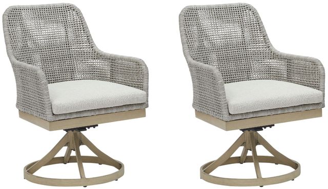 Signature Design by Ashley® Seton Creek 2-Piece Gray Aluminum/Resin Outdoor Dining Swivel Chair-0