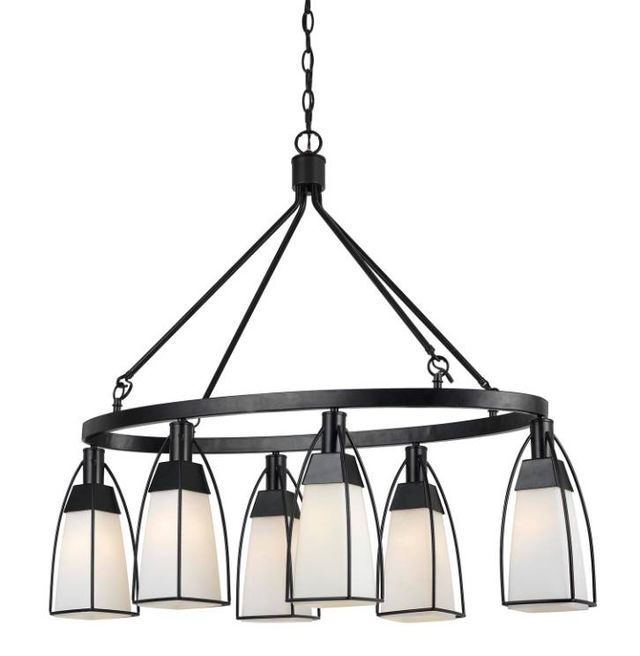 Cal® Lighting & Accessories Channing 6-Light Black Chandelier-0