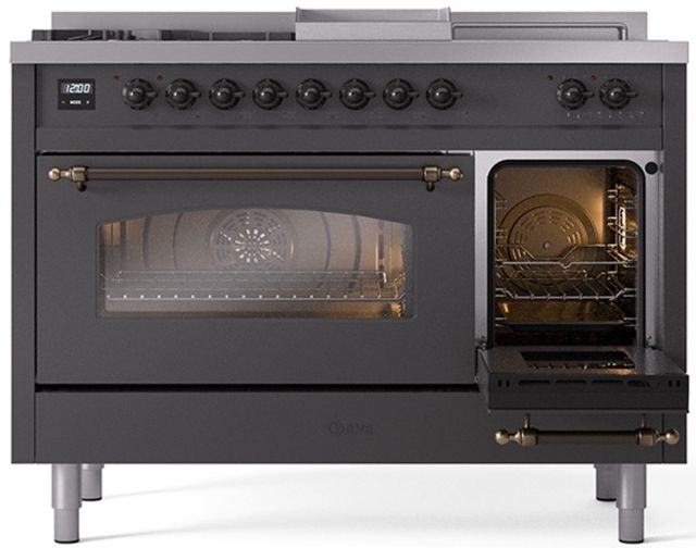 Ilve® Nostalgie II Series 48" Graphite Matte Pro Style Dual Fuel Range-3