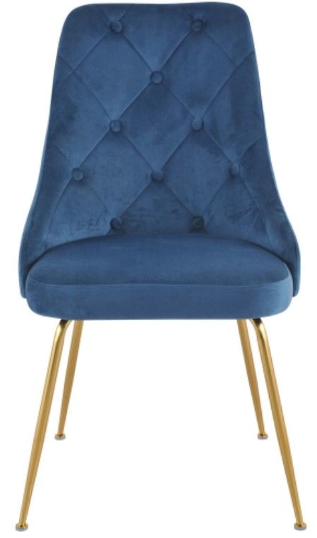 Mazin Furniture Plumeria Blue/Gold Dining Side Chair -1